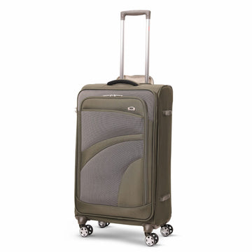 Aerolite 26" Super Lightweight Soft Shell Medium Checked In Hold Luggage Suitcase with 8 Wheels, 67L Capacity - Midnight Fern